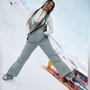 NWT FP Movement by Free People Greyed Olive All Prepped Ski Bib